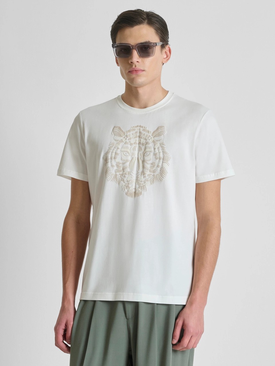 Μπλούζα με κοντό μανίκι Jersey Tiger print White Antony Morato