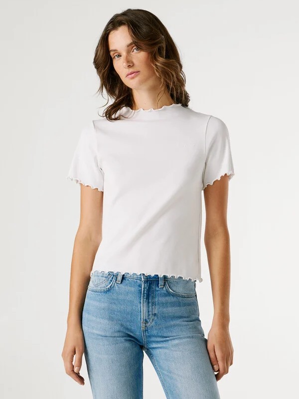 Μπλούζα με κοντό μανίκι Nora White Pepe jeans