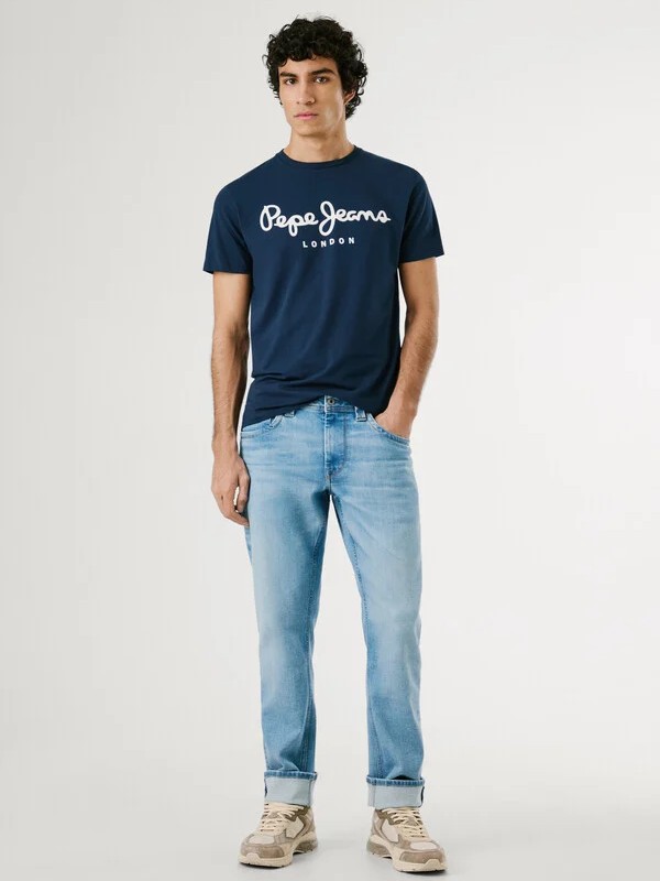 Μπλούζα με κοντό μανίκι essentials original stretch Blue Pepe jeans