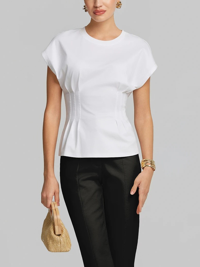 Μπλούζα με κοντό μανίκι με έντονη μέση White Lynne