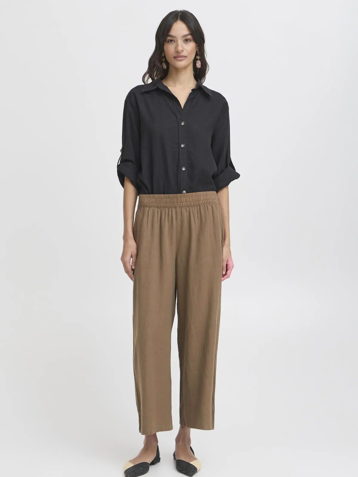 Παντελόνι κρόπ wide leg Byfalakka Brown B.Young