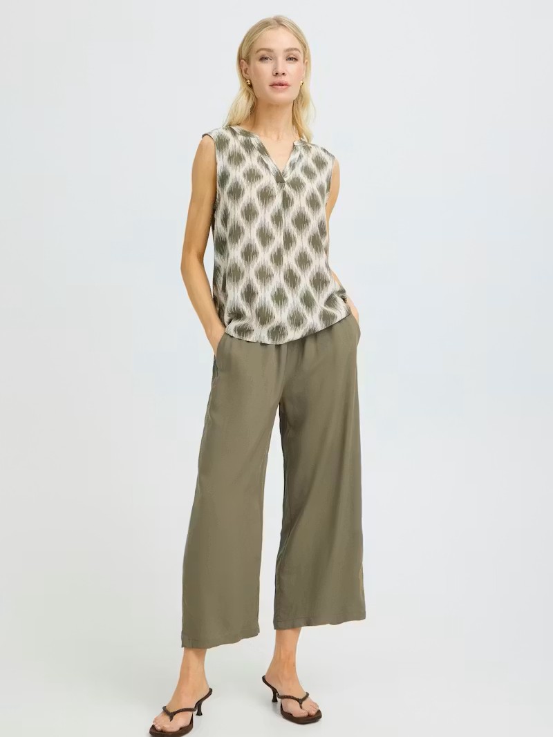 Παντελόνι κρόπ wide leg Bymmjoella Chaki B.Young