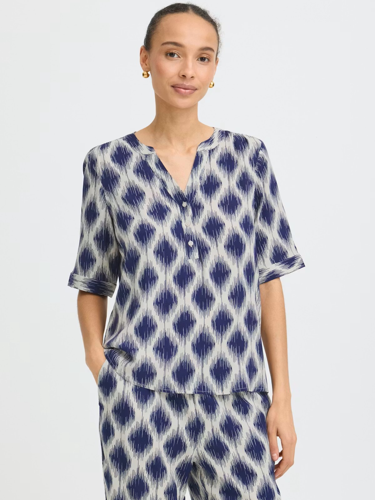 Μπλούζα με κοντό μανίκι και κουμπιά Bymmjoella Blue B.Young