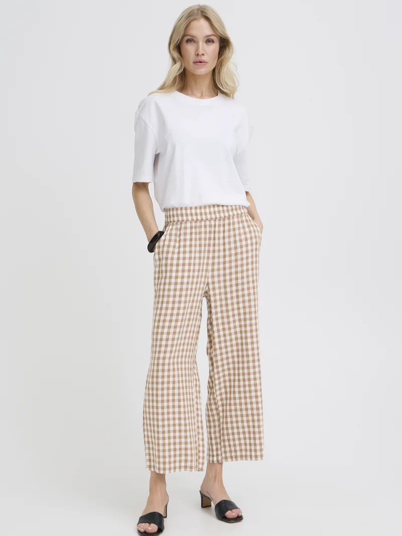 Παντελόνι κρόπ wide leg stripes Byfalakka Brown B.Young
