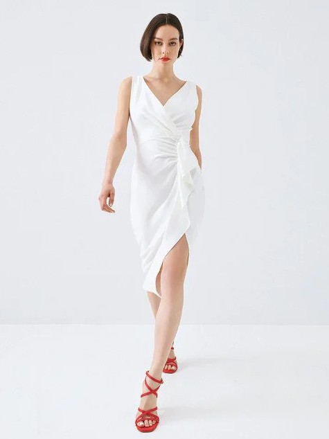 Φόρεμα μίντι με άνοιγμα White Access