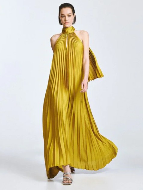 Φόρεμα μάξι halter πλισέ Citro Access