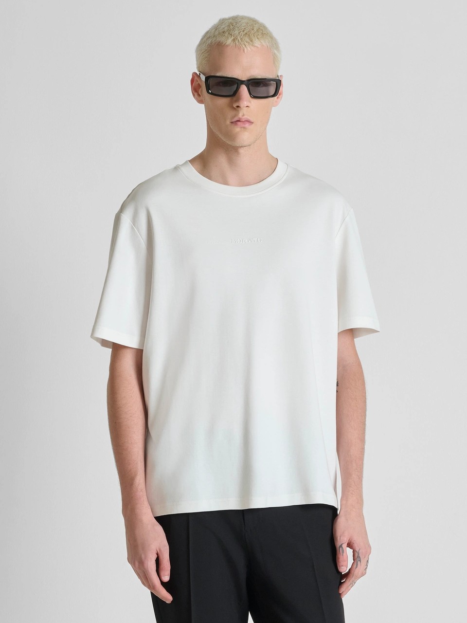 Μπλούζα με κοντό μανίκι Jersey rubber logo White Antony Morato