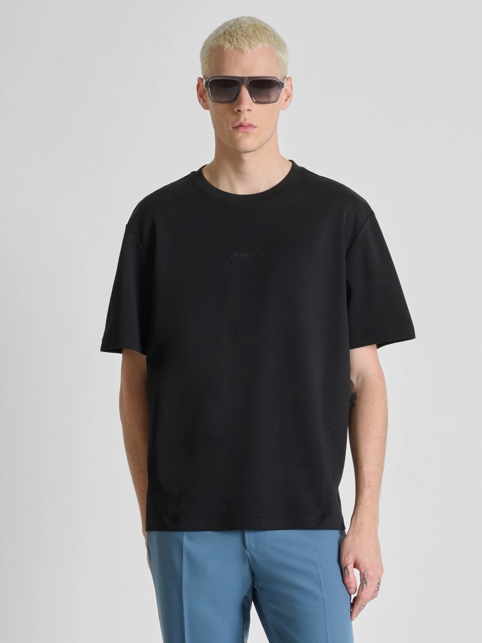 Μπλούζα με κοντό μανίκι Jersey rubber logo Black Antony Morato