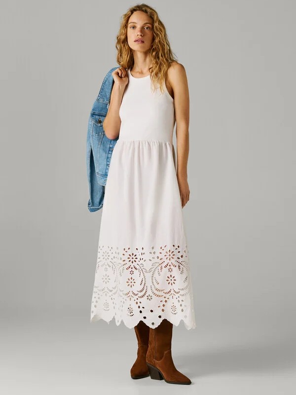 Φόρεμα αμάνικο με δαντέλα Naomi White Pepe jeans