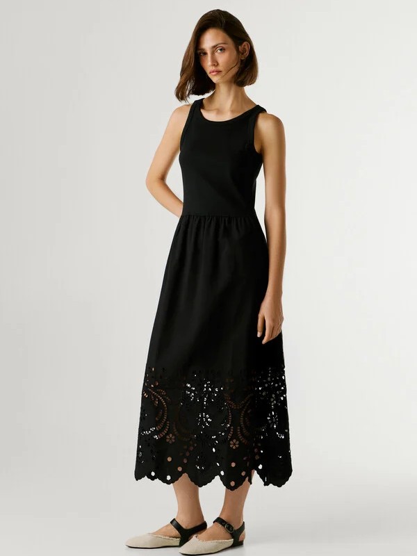 Φόρεμα αμάνικο με δαντέλα Naomi Black Pepe jeans