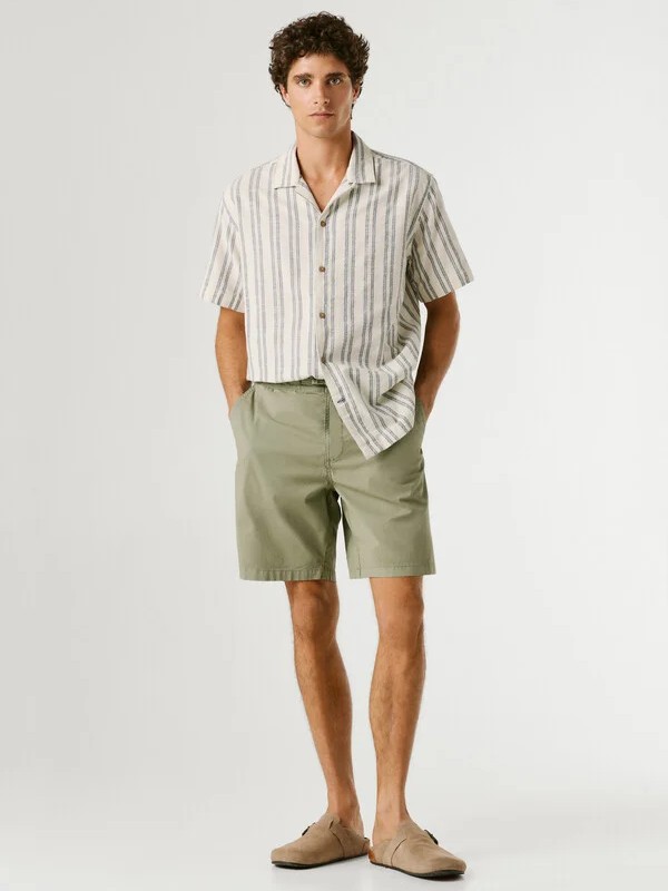 Βερμούδα poplin pull on Chaki Pepe jeans