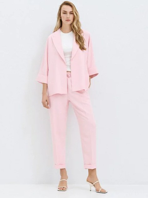 Pants with elastic waistband and cuffs Pink Access
