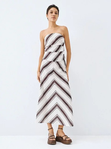 Φούστα μάξι ριγέ Brown Access