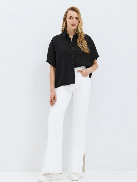 Πουκάμισο τετράγωνο με κοντά μανίκια Black Access