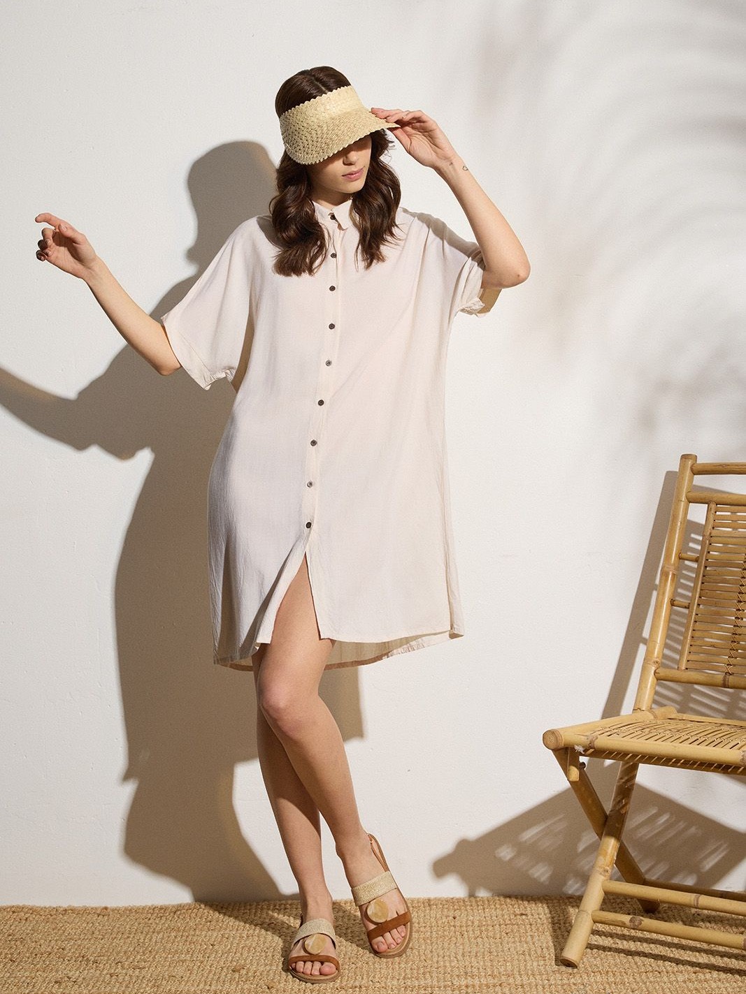 Πουκαμισοφόρεμα με κουμπιά Beige Fullah Sugah