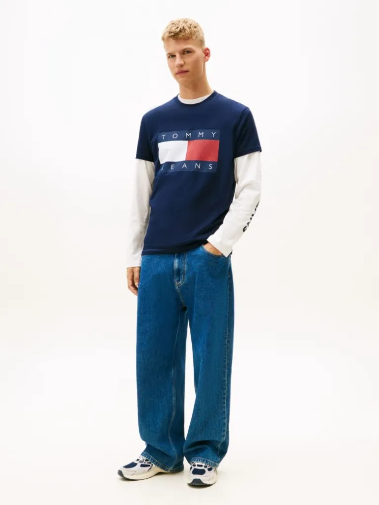 Μπλούζα με κοντό μανίκι TJM Big flag Blue Tommy jeans