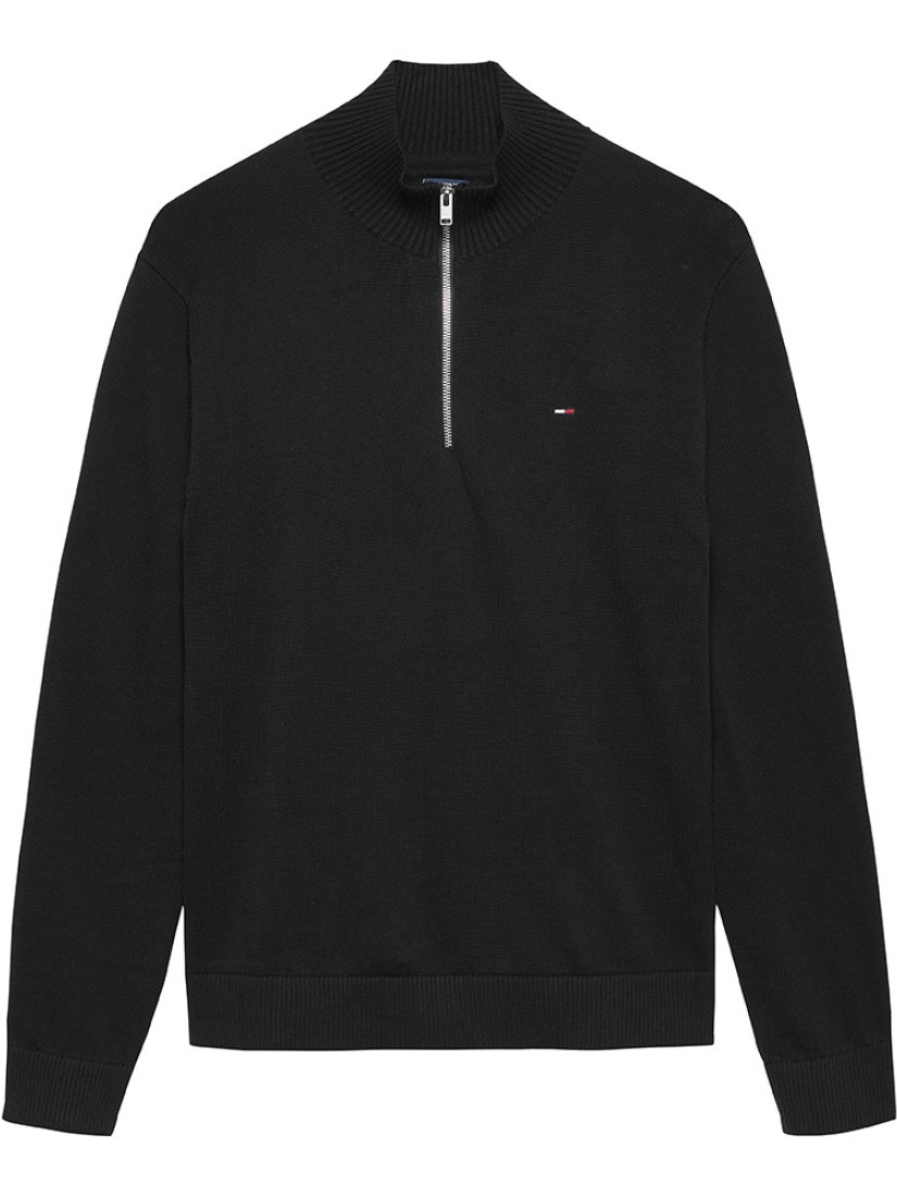 Πουλόβερ ανδρικό με φερμουάρ 1/4 ess light Black Tommy jeans