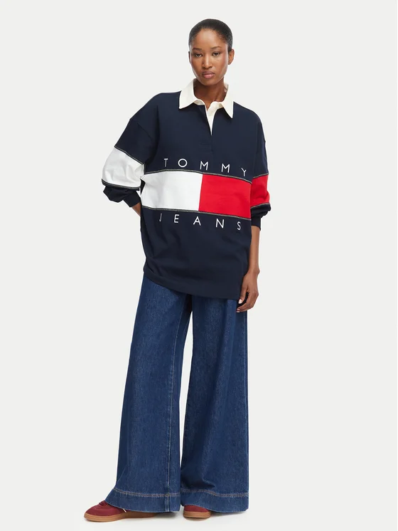 Μπλούζα Πόλο με μακρύ μανίκι OVS Flag Rugby Blue Tommy jeans