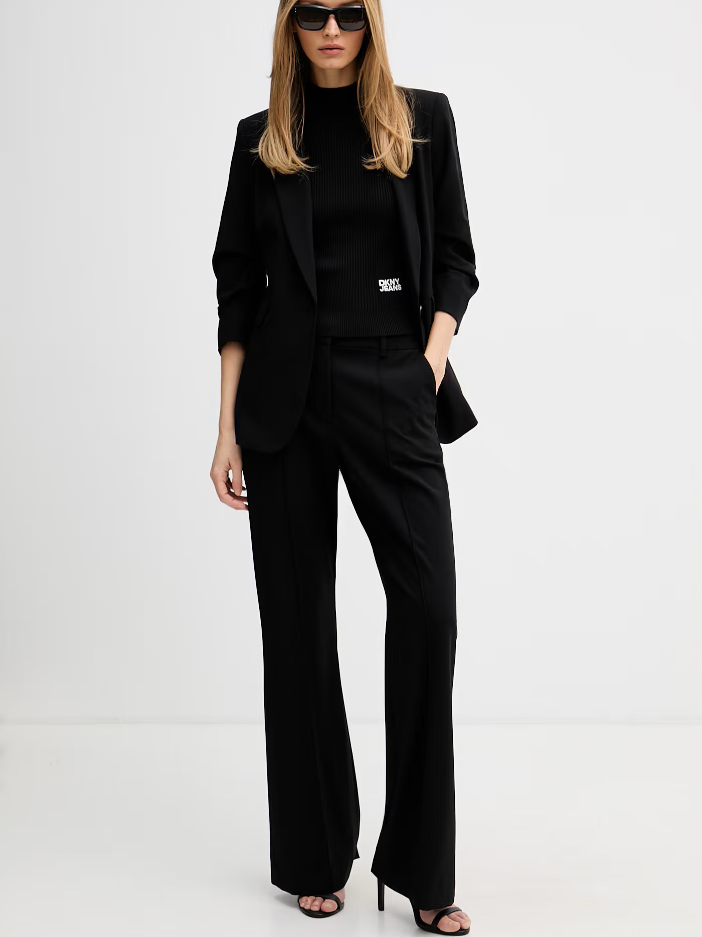 Παντελόνι με φαρδιά μπατζάκια Black DKNY