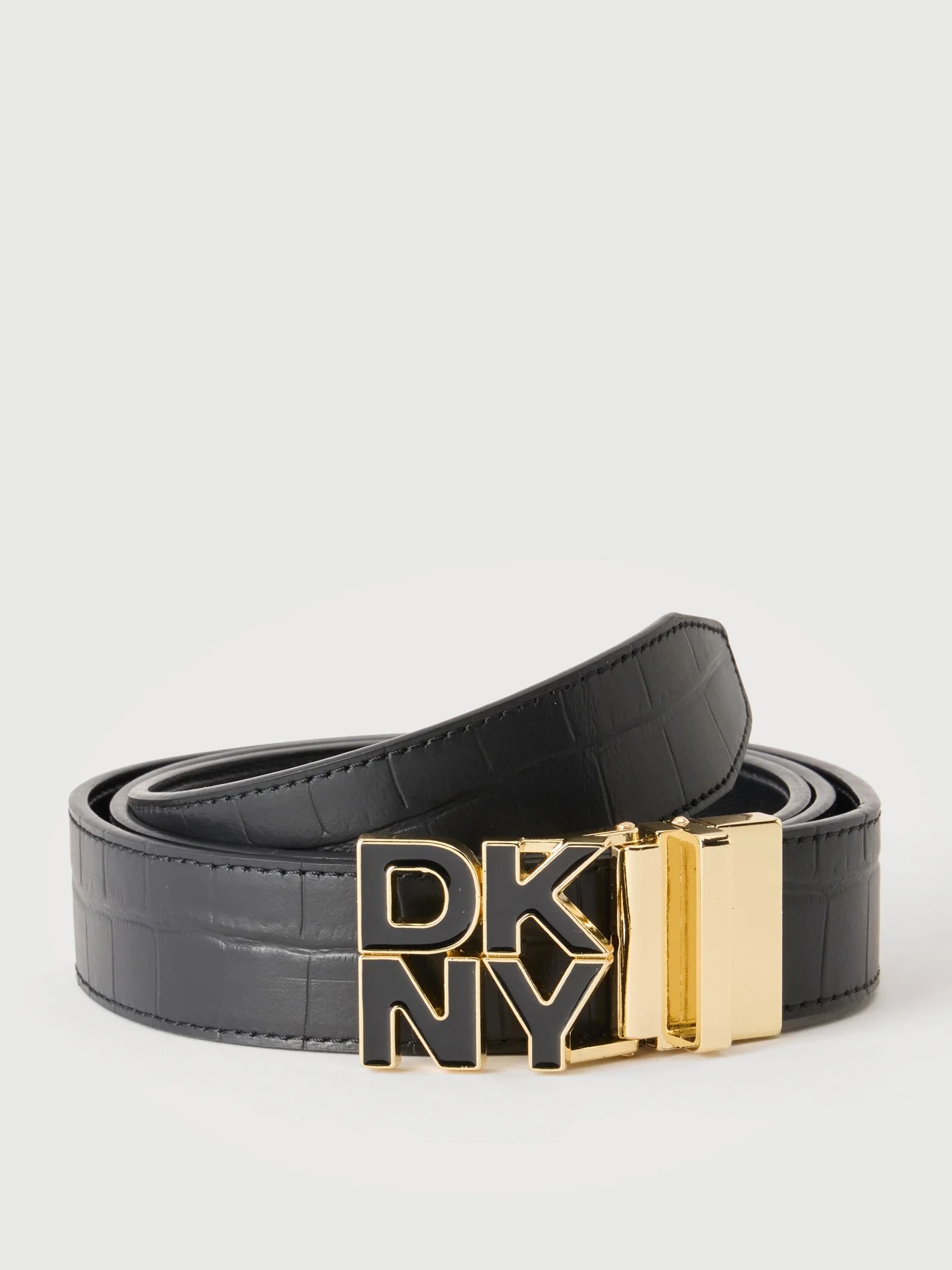 Ζώνη γυναικεία δερμάτινη reversible stacked Black/Gold DKNY