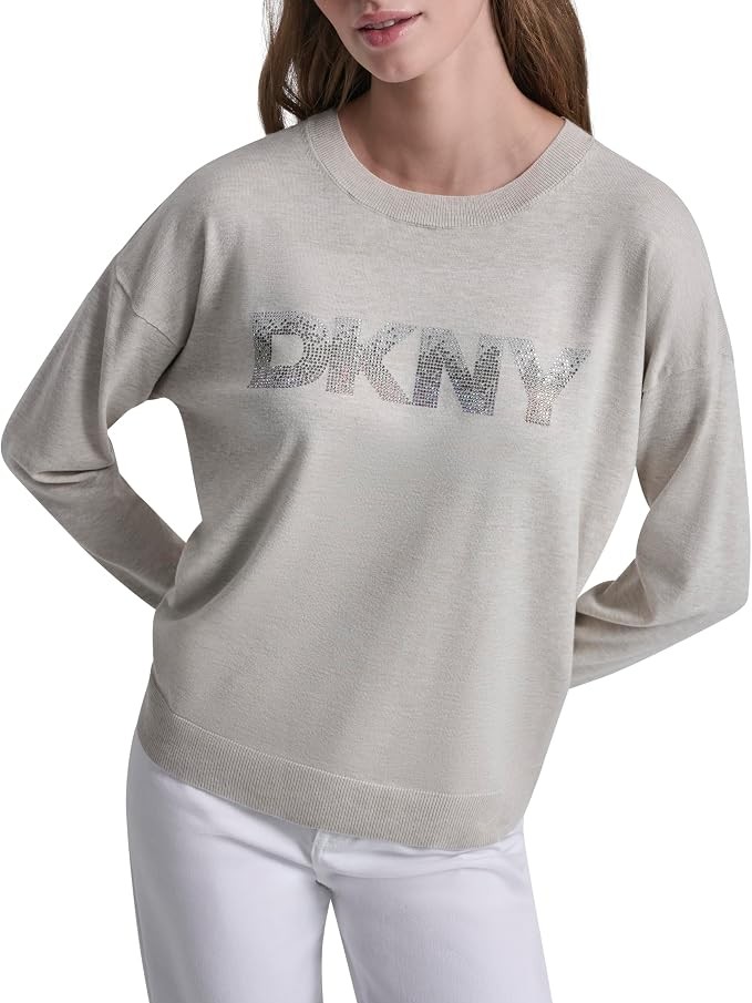 Μπλούζα πλεκτή με Logo Ecru DKNY