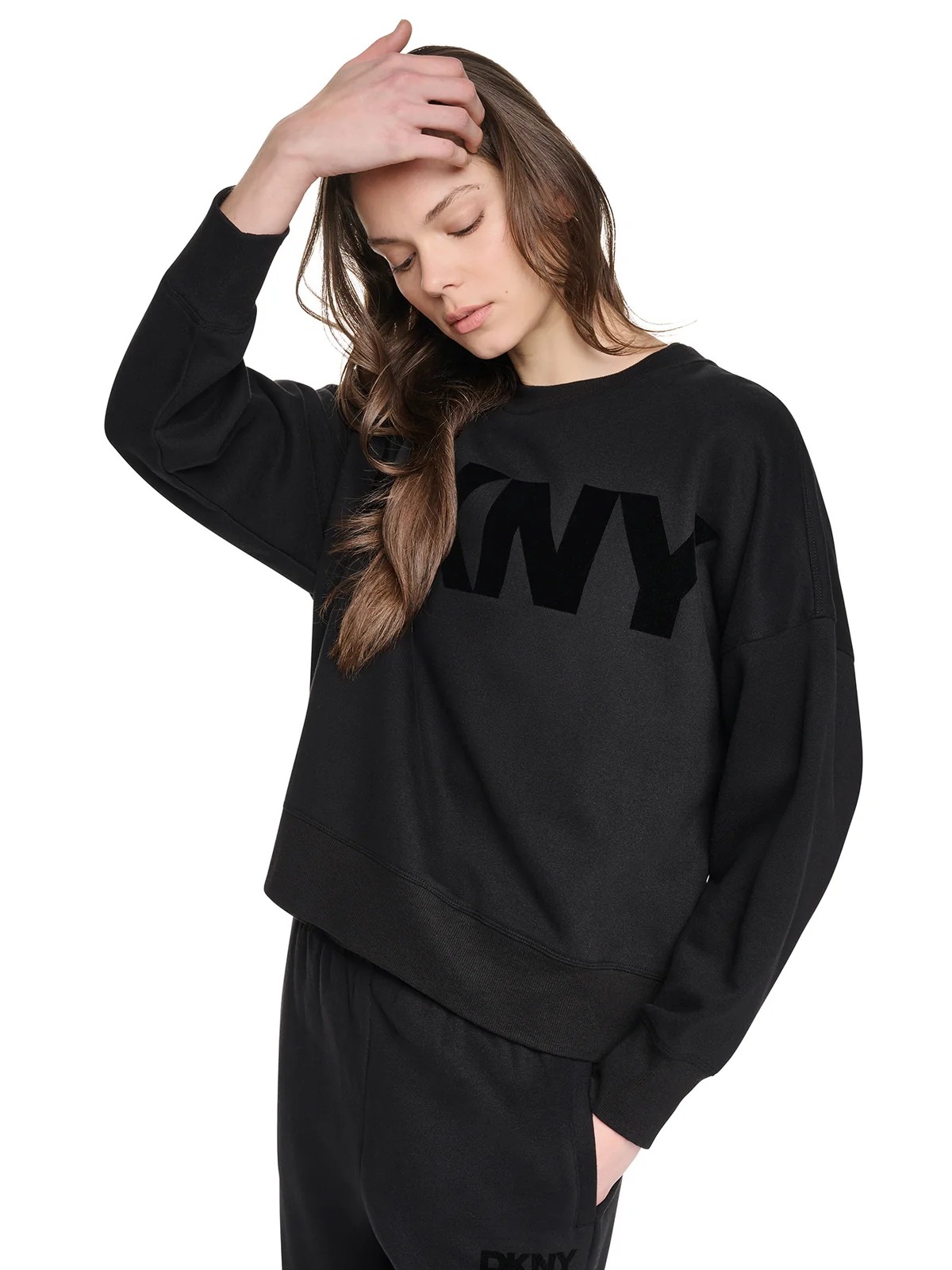 Φούτερ flocked varsity logo Black DKNY
