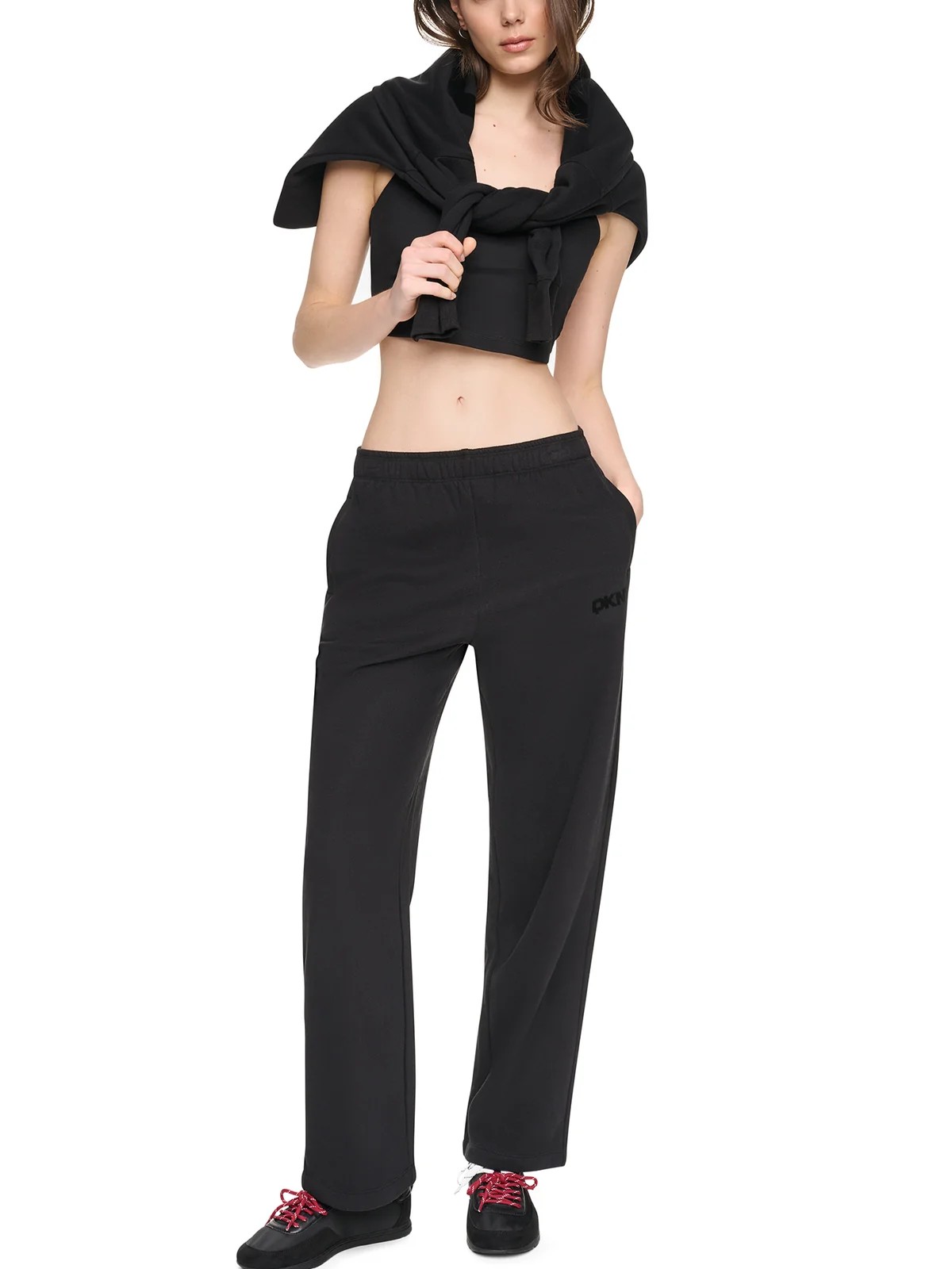 Παντελόνι φόρμας  high rise flocked logo Black DKNY