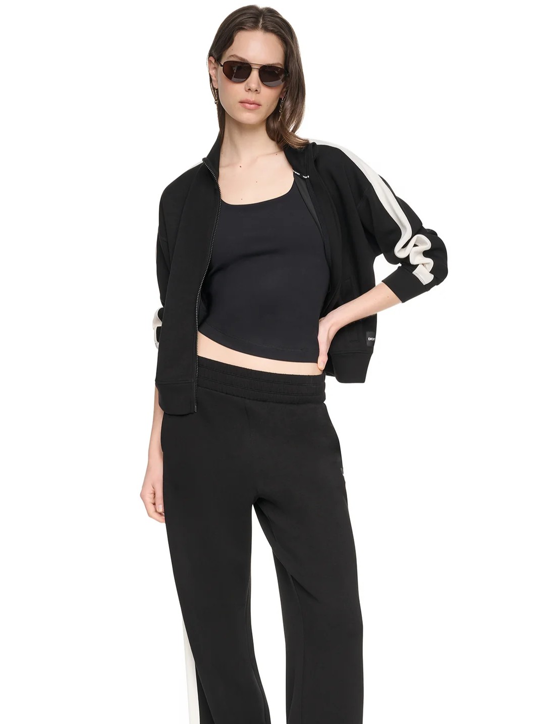 Ζακέτα με φερμουάρ side stripe Black DKNY