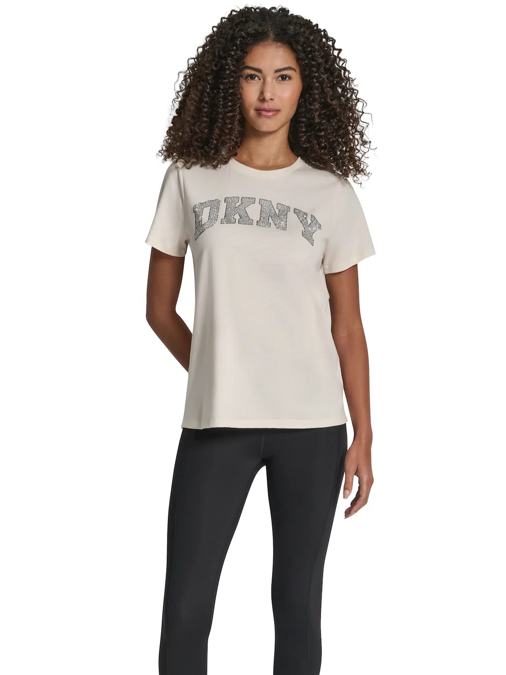 Μπλούζα με κοντό μανίκι logo varsity Ecru DKNY