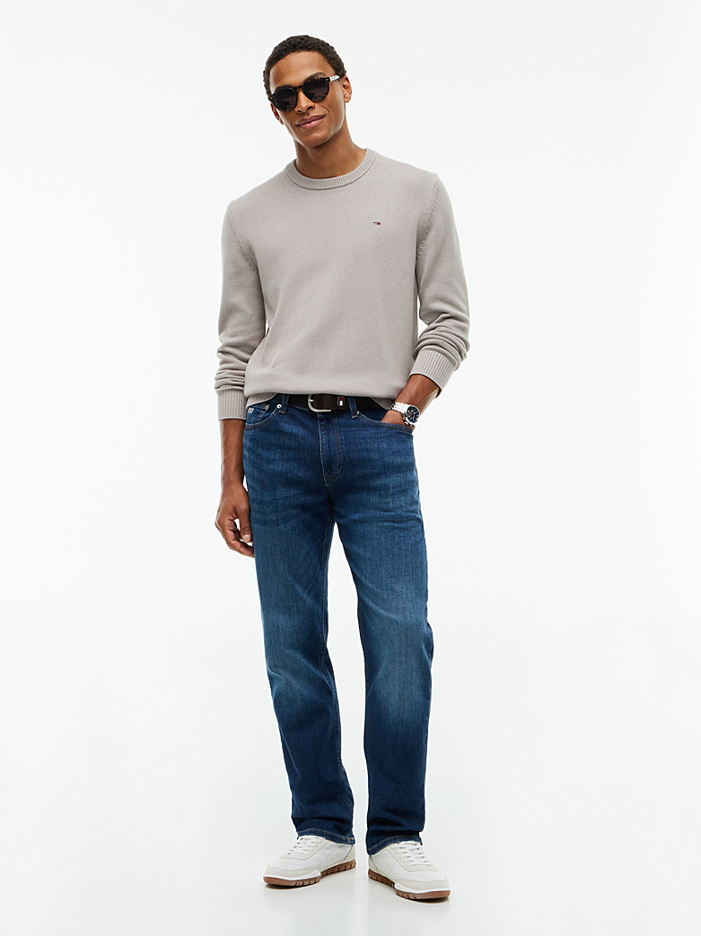 Πουλόβερ ανδρικό TJM Flag Textured Slim Jumper Stone Tommy jeans