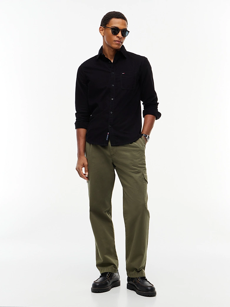 Πουκάμισο κοτλέ Regular Fit Button-Down Corduroy Black Tommy jeans