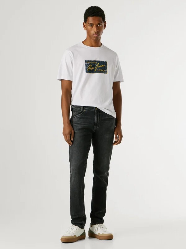 Τζίν παντελόνι Spike taper fit mid-rise Black Pepe jeans