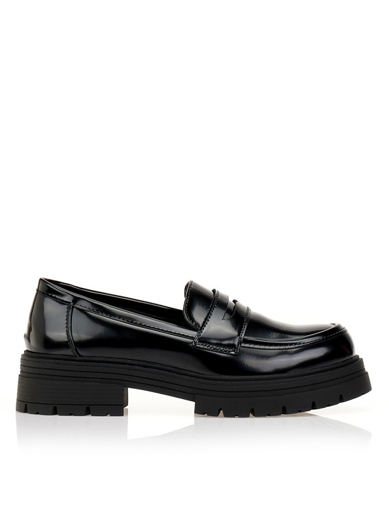 Oxfords μαύρα δερματίνη Black Tsoukalas 