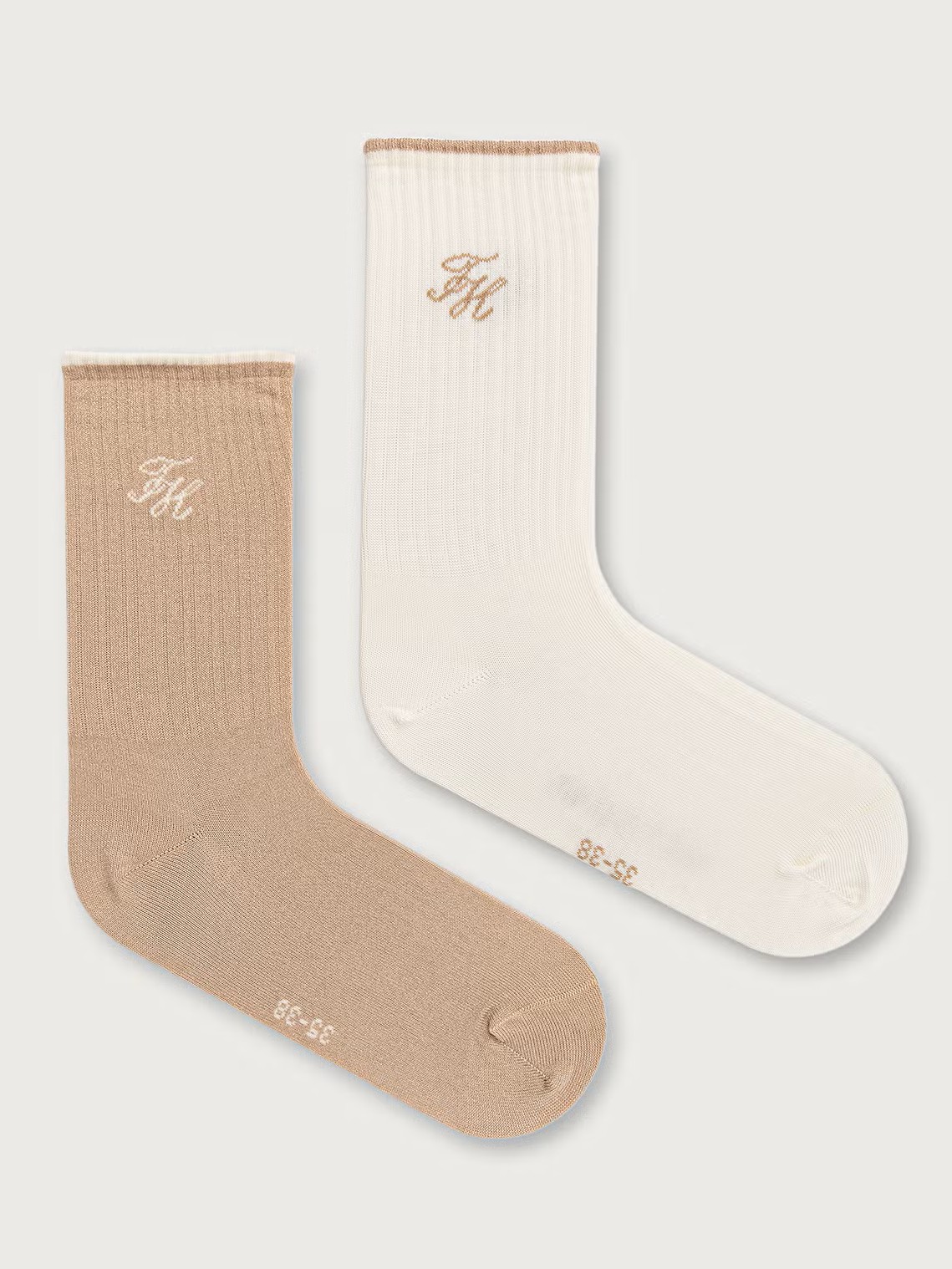 Κάλτσες TH Women sock 2p monogram lurex Beige Tommy jeans