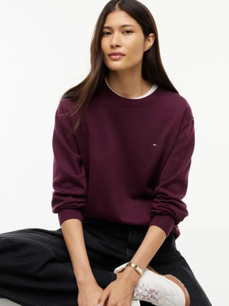 Boxy Πουλόβερ Με Κλασική Λαιμόκοψη Essential crew Bordeaux Tommy jeans
