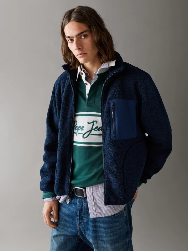Μπουφάν Borg regular fit Blue Pepe jeans