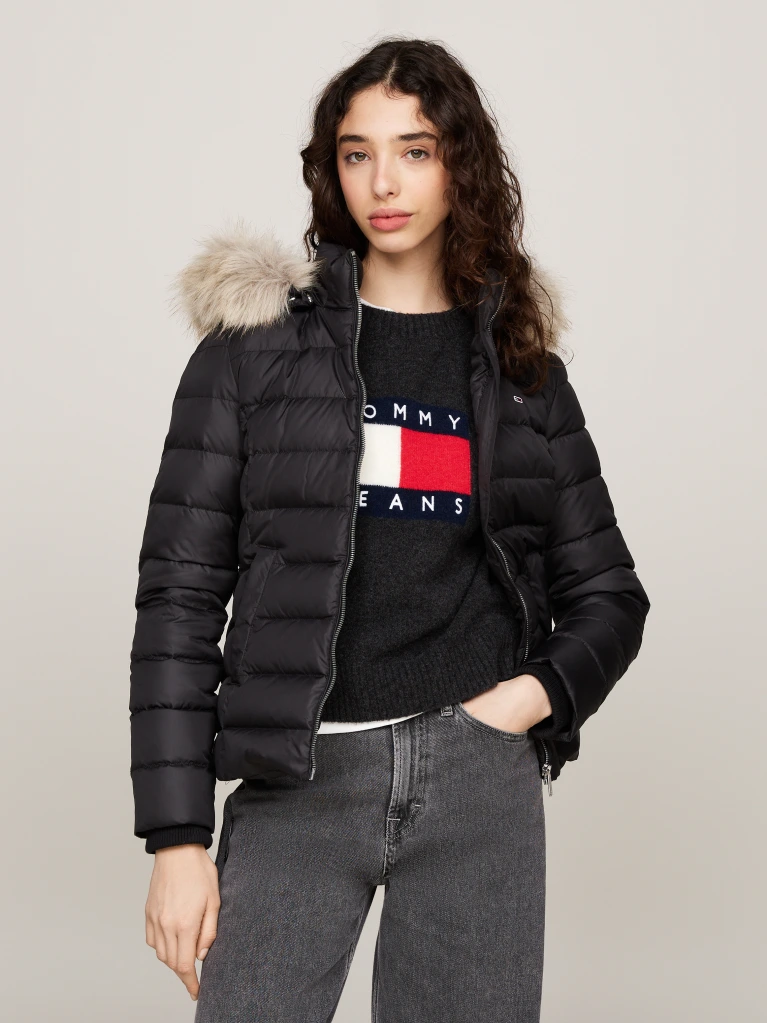 Μπουφάν με Γούνα Στην Κουκούλα Basic hooded down Black Tommy jeans
