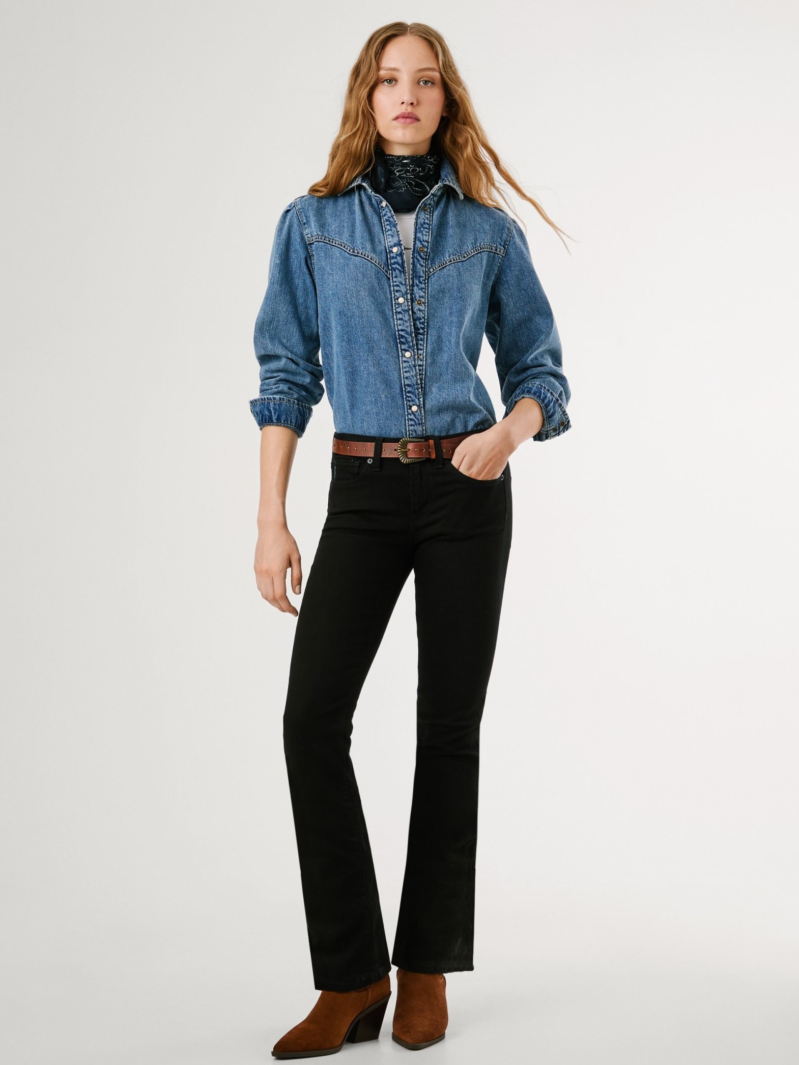 Παντελόνι τζίν low-rise bootcut fit jeans Black Pepe jeans