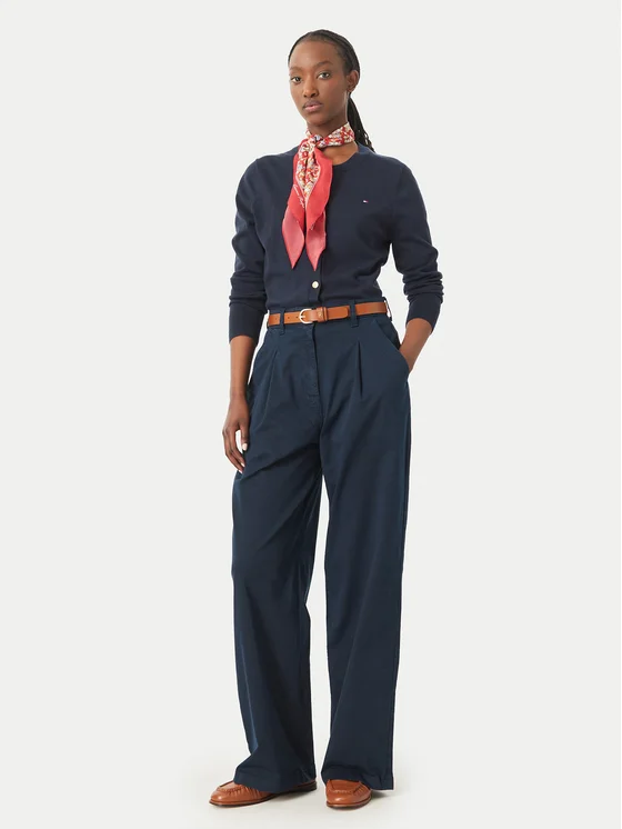 Παντελόνι wide leg twill Blue Tommy jeans