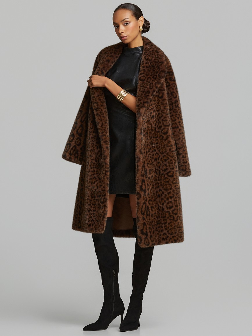 Λέοπαρ παλτό με όψη γούνας Brown Lynne