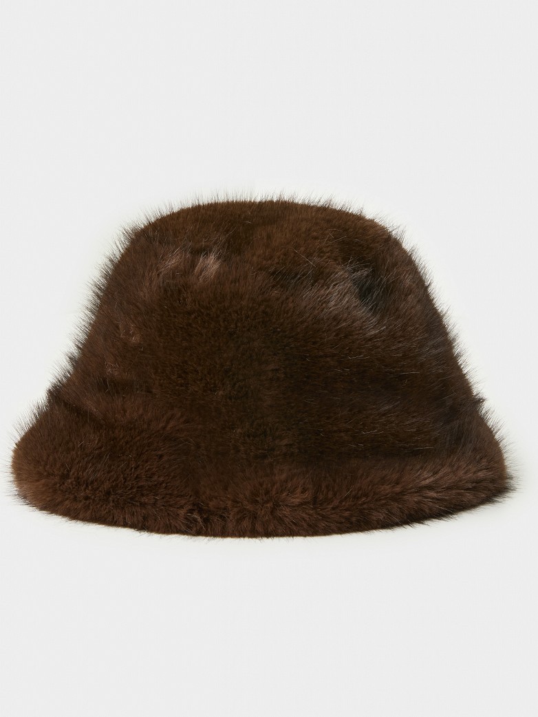 Fur-look bucket hat Brown Lynne