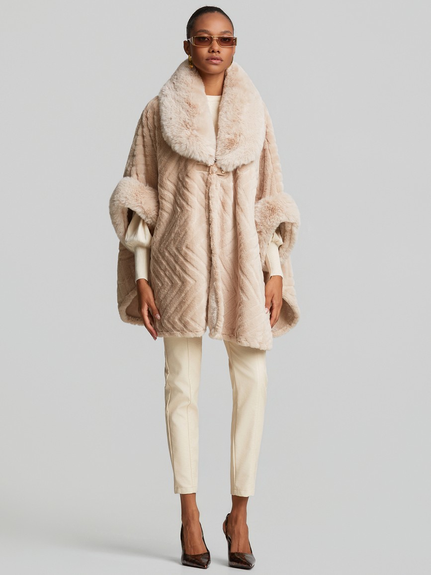 Κάπα από faux γούνα Beige Lynne