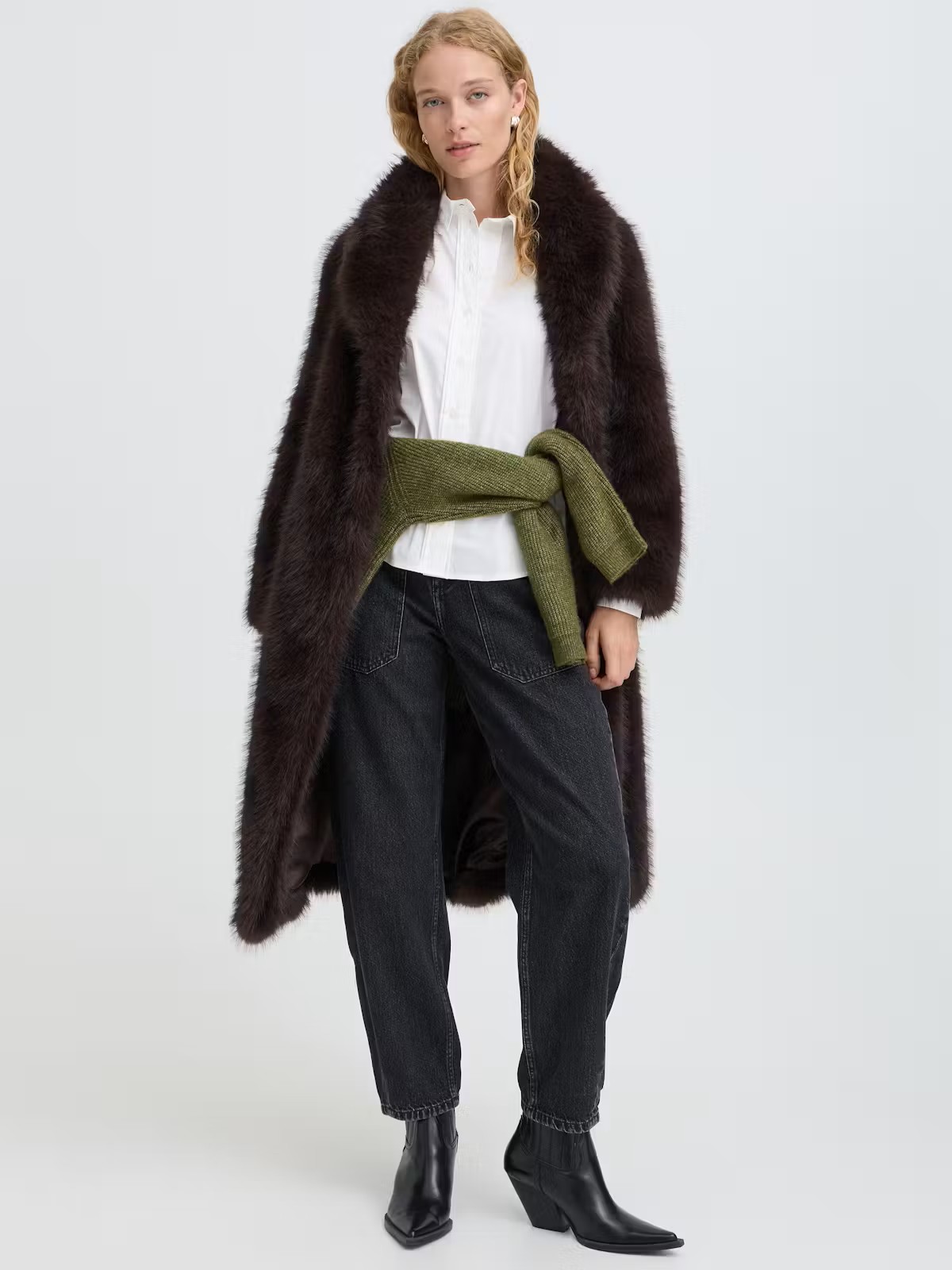Γούνα μακριά με faux fur Byakaja Brown B.young