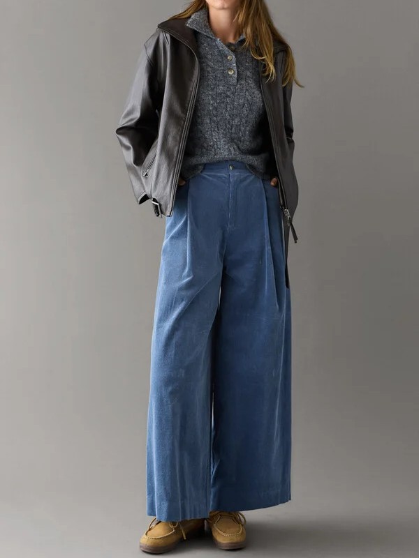 Παντελόνι κοτλέ wide fit corduroy Khloe Blue Pepe jeans