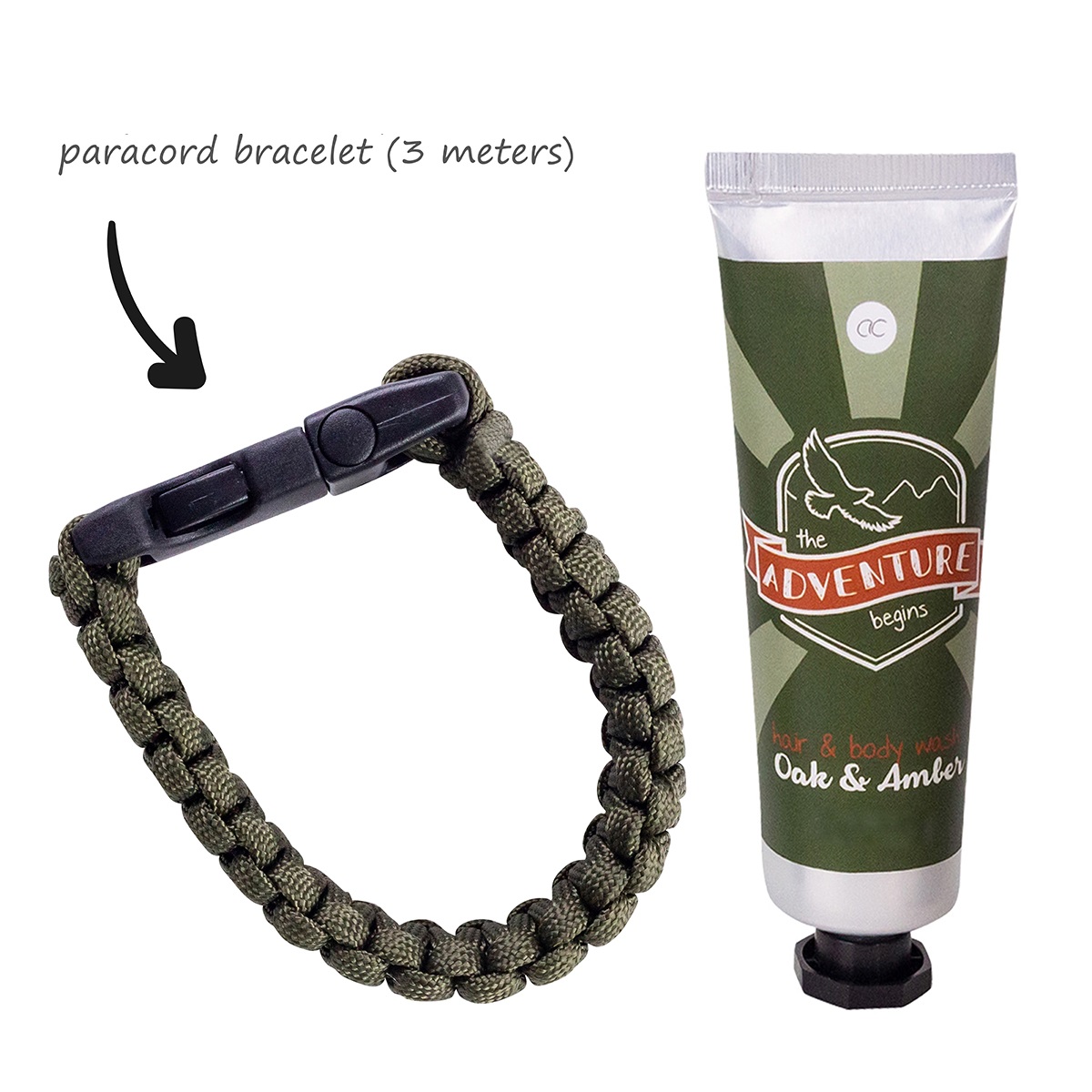 Men's Bath set with paracord survival bracelet, Adventure - Accentra