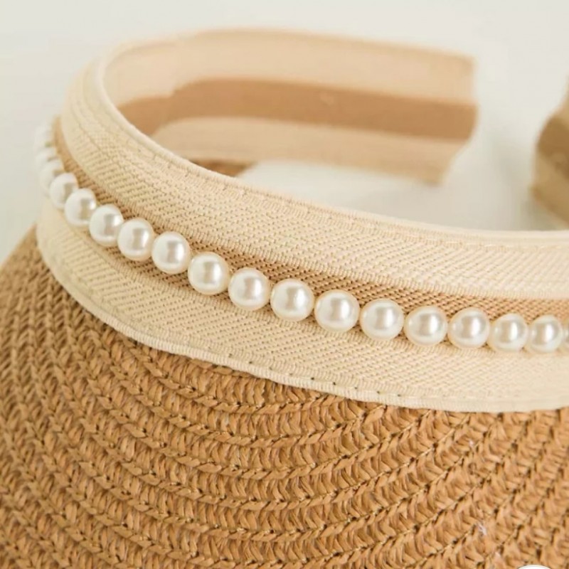 Hat wicker with pearl details by Lynne