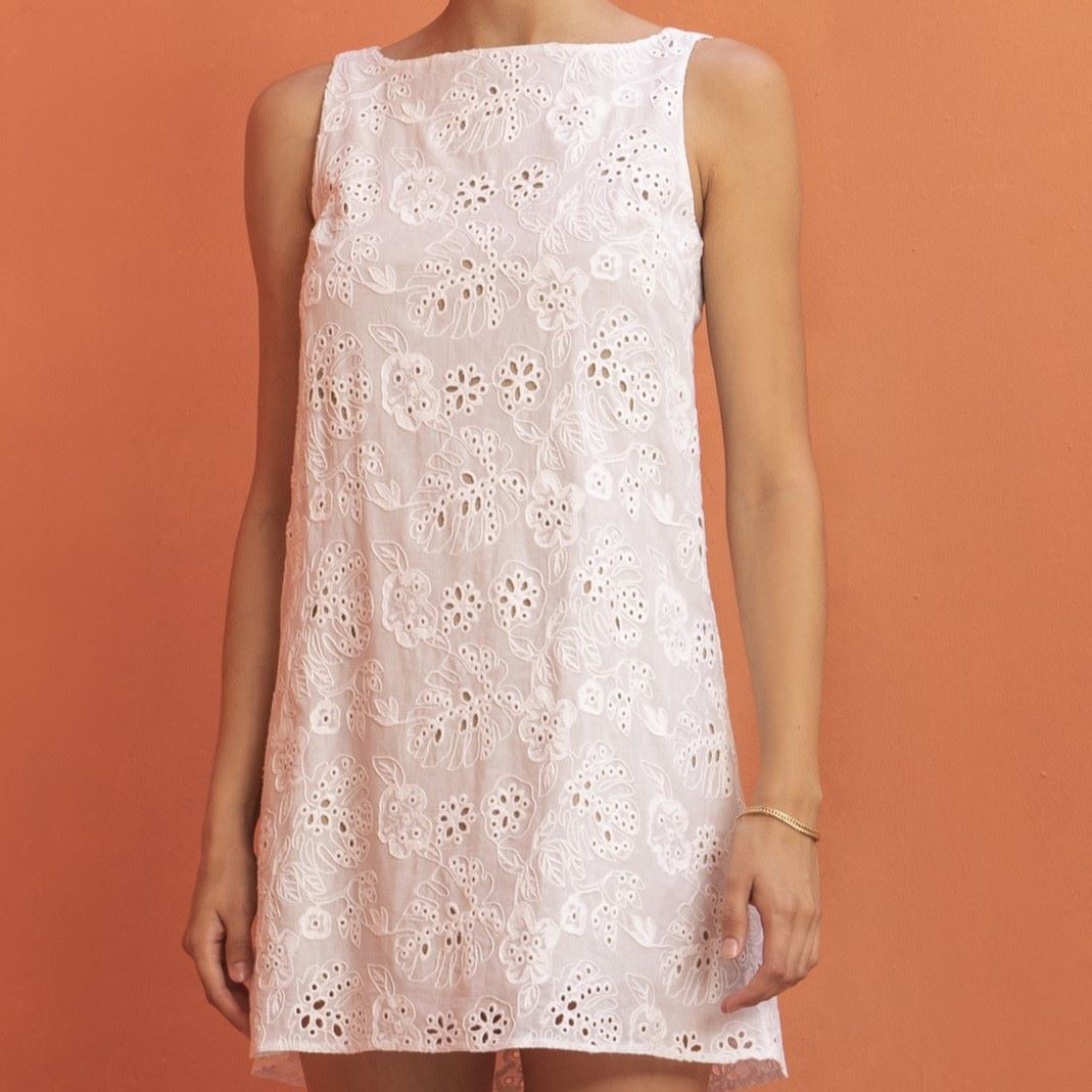 Φόρεμα Mini με δαντέλα White Moutaki