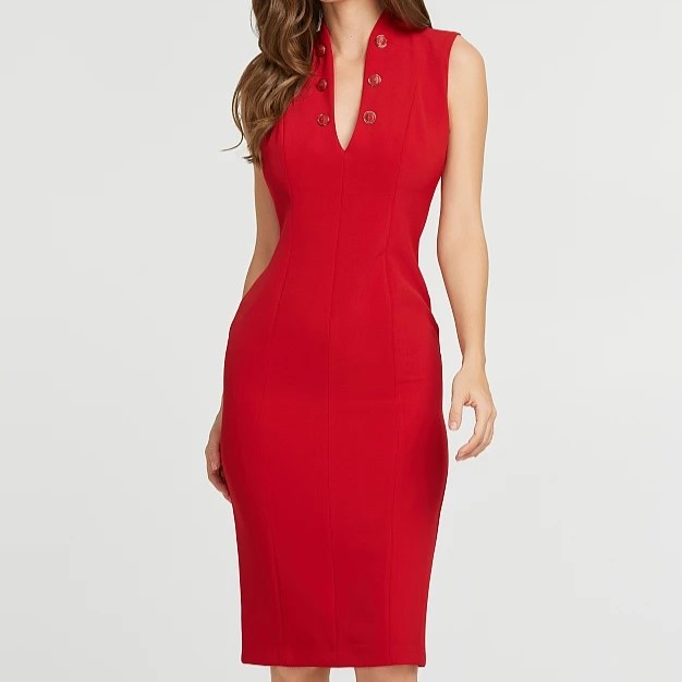 Φόρεμα Midi με 'V' λαιμόκοψη Red Lynne