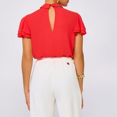 Μπλούζα αμάνικη με βολάν και μεταλλικές λεπτομέρειες Lynne