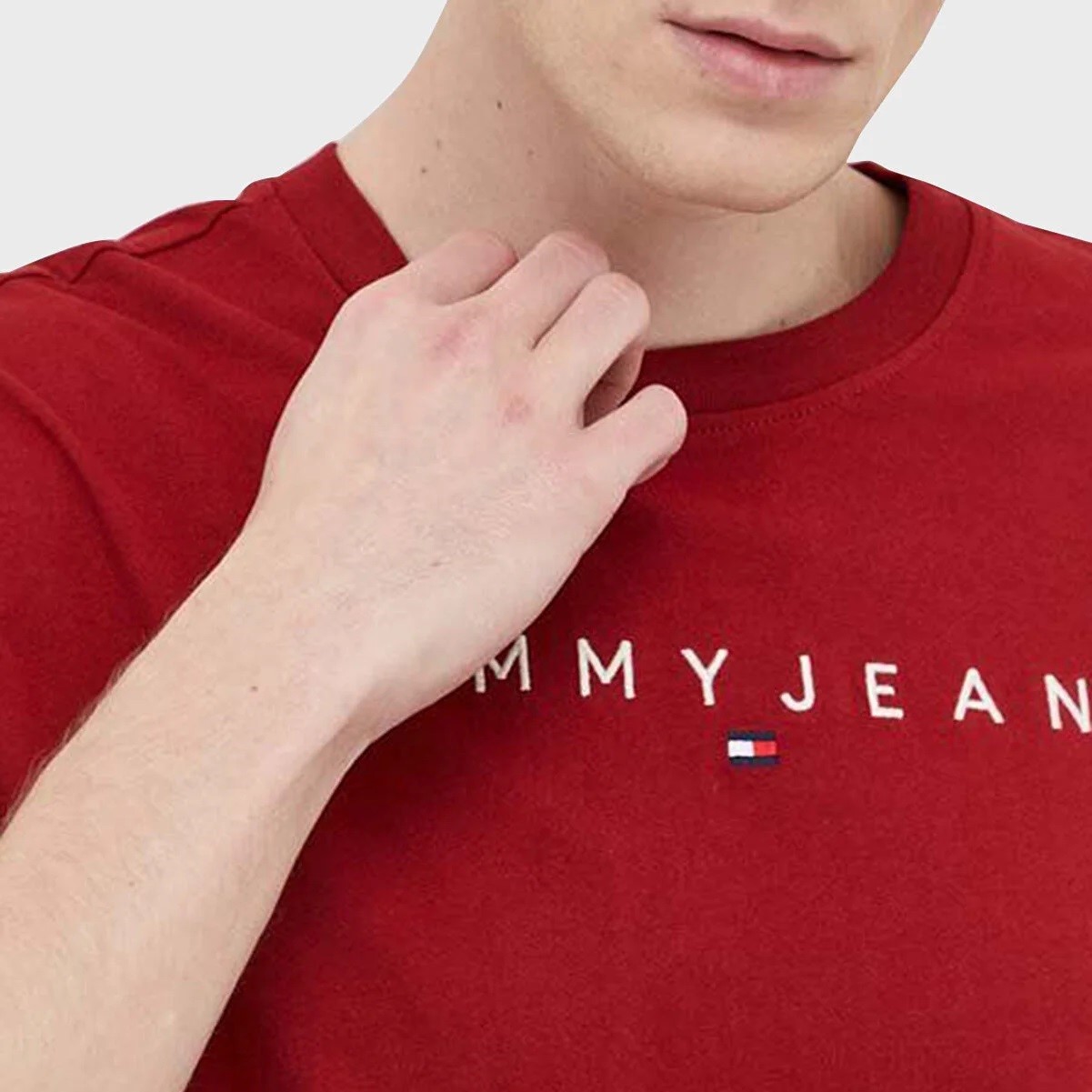 Μπλούζα με κοντό μανίκι TJM Reg Linear Logo Magma Red Tommy Jeans